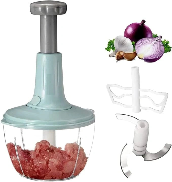 Manual Hand Push Chopper | Multi-functional Vegetable Meat Grinder, Grater, Chopper -